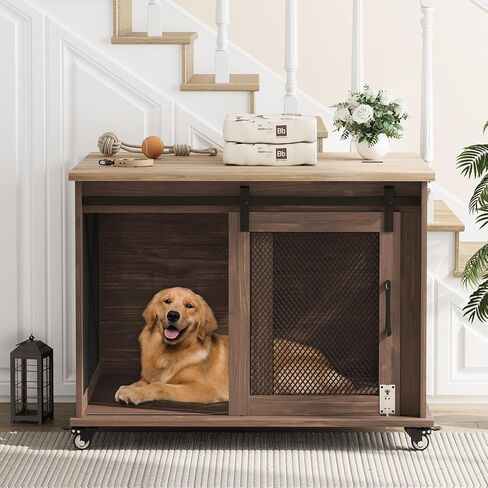مثالية 37 '' Dog Crate Furniture end table with flip top و sivable stivider ، wooden dog crate table table end in end in end in Kuwait