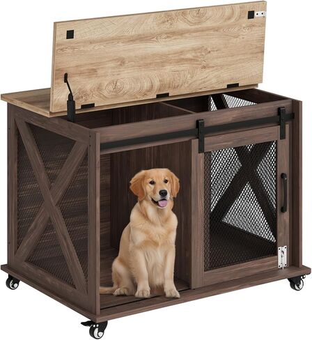مثالية 37 '' Dog Crate Furniture end table with flip top و sivable stivider ، wooden dog crate table table end in end in end in Kuwait