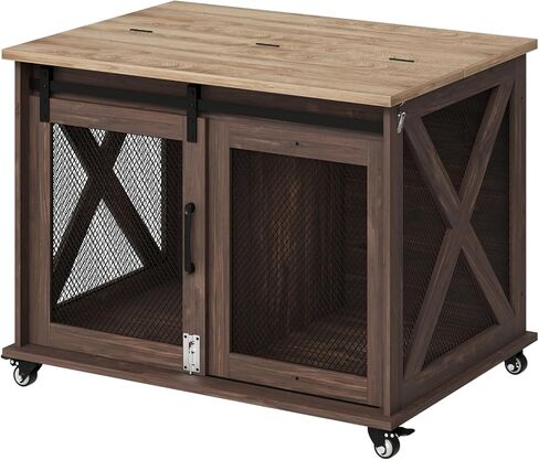 مثالية 37 '' Dog Crate Furniture end table with flip top و sivable stivider ، wooden dog crate table table end in end in end in Kuwait