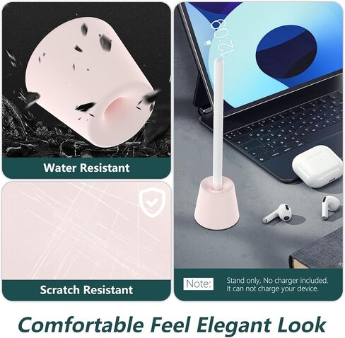 GeeRic Pencil Stand Compatible with Apple Pencil 3(USB-C)&2&1, Elegant Holder with/Without Sleeve or Grip Durable Silicone Stand Tip Protection White in Kuwait