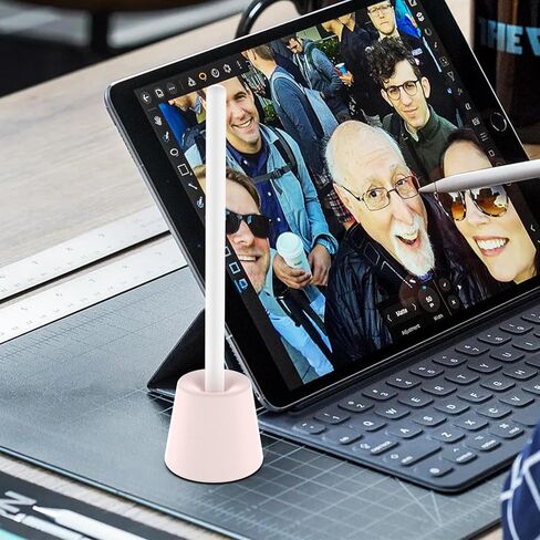 GeeRic Pencil Stand Compatible with Apple Pencil 3(USB-C)&2&1, Elegant Holder with/Without Sleeve or Grip Durable Silicone Stand Tip Protection White in Kuwait