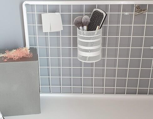 حامل قلم القلم المركب على الجدار المعدني ، منظم مكتب مكتب مع خطاف للتعليق على لوحة شبكة الجدار الشبكية (أسود ، منتصف) in Kuwait