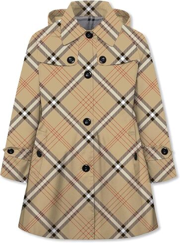 Betusline Girl's Hooded Trench Coat Single Breasted Dress Outerwear, 2-14 Years in Saudi Arabia