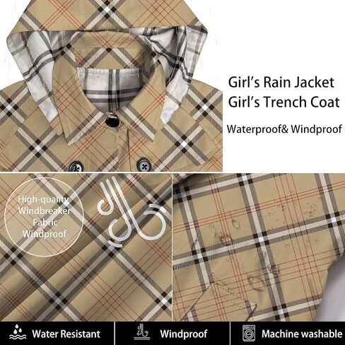 Betusline Girl's Hooded Trench Coat Single Breasted Dress Outerwear, 2-14 Years in Saudi Arabia