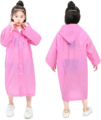 EVA Rain Ponchos للأطفال، عبوتان من معاطف المطر القابلة لإعادة الاستخدام مع أغطية وأكمام وسترة مطر خفيفة الوزن in Kuwait