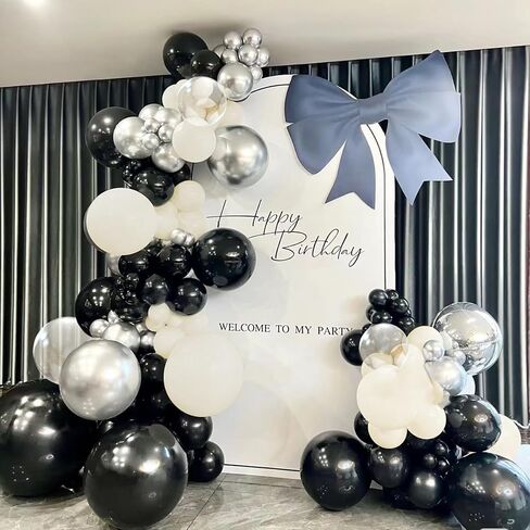 White Sand Black Balloons Arch Kit, 151Pcs Black Cream White and Bobo Balloons Garland 18 12 10 5 inch for Birthday Wedding Bridal Shower Bachelorette Anniversary Party Decorations in Kuwait