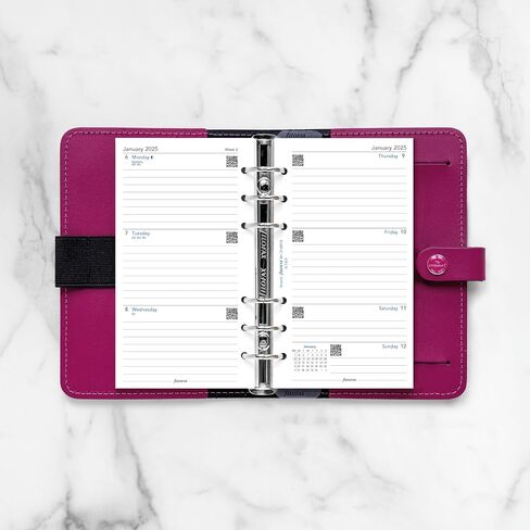 Filofax Calendar Diary Refill, Personal/Compact Size, Week-to-View, White Paper, Ruled, English, 2025 (C68418-25) in Kuwait
