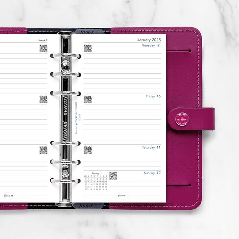 Filofax Calendar Diary Refill, Personal/Compact Size, Week-to-View, White Paper, Ruled, English, 2025 (C68418-25) in Kuwait