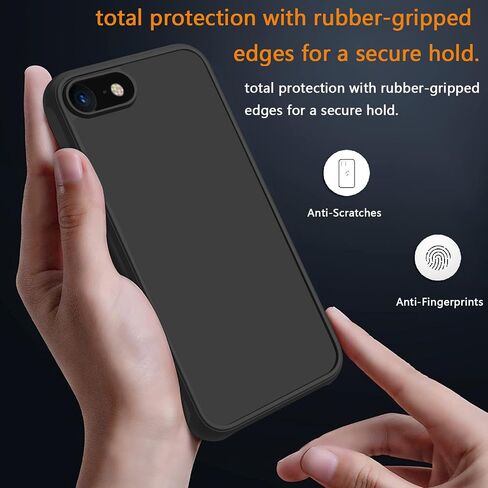 for iPhone 6/6s case/iPhone se case All Black Matte Back Phone Case,Anti Yellowing Cell Phone Cover Rugged Shockproof Protective Bumper (Black, iPhone 6/6s/SE2/se3/8/7) in Saudi Arabia