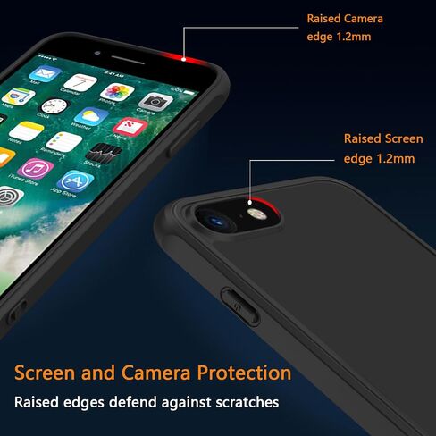 for iPhone 6/6s case/iPhone se case All Black Matte Back Phone Case,Anti Yellowing Cell Phone Cover Rugged Shockproof Protective Bumper (Black, iPhone 6/6s/SE2/se3/8/7) in Saudi Arabia