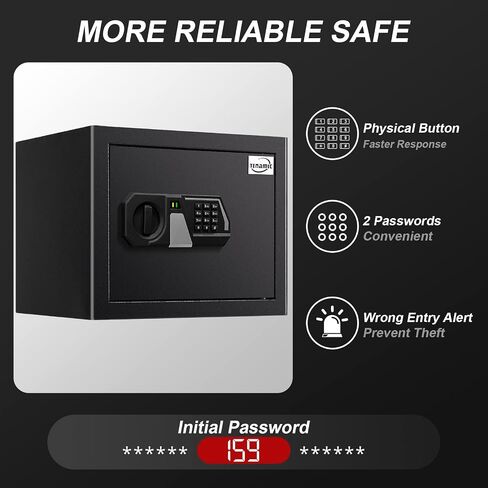 Tenamic Safe Box 0.23 Cubic Feet Electronic Digital Security Box, Keypad Lock Box Cabinet Safes, Solid Alloy Steel Office Hotel Home Safe, HB17 Black in Saudi Arabia