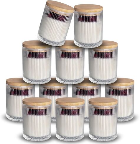 NiHome 12 Pack Embossed Candle Jars for Making Candles, 6 OZ Glass Candle Jars with Lids Empty Food Storage Containers Tealight Holders for Spice, Powder, Liquid, Leakproof in Kuwait
