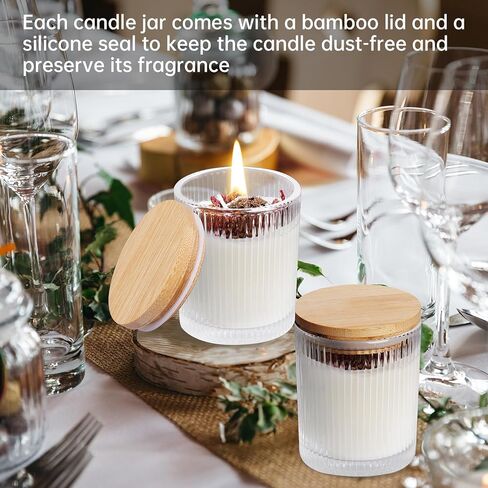 NiHome 12 Pack Embossed Candle Jars for Making Candles, 6 OZ Glass Candle Jars with Lids Empty Food Storage Containers Tealight Holders for Spice, Powder, Liquid, Leakproof in Kuwait