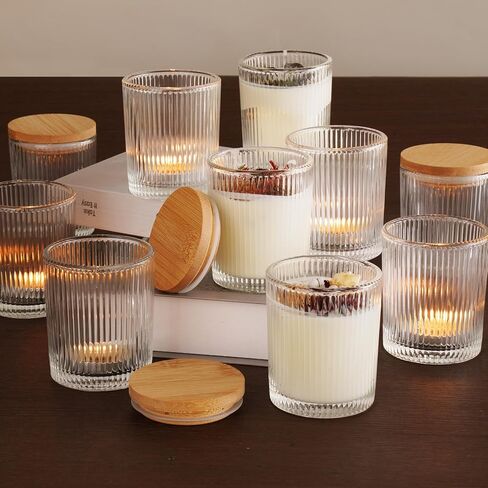 NiHome 12 Pack Embossed Candle Jars for Making Candles, 6 OZ Glass Candle Jars with Lids Empty Food Storage Containers Tealight Holders for Spice, Powder, Liquid, Leakproof in Kuwait