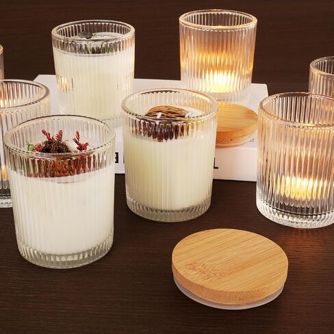 NiHome 12 Pack Embossed Candle Jars for Making Candles, 6 OZ Glass Candle Jars with Lids Empty Food Storage Containers Tealight Holders for Spice, Powder, Liquid, Leakproof in Kuwait