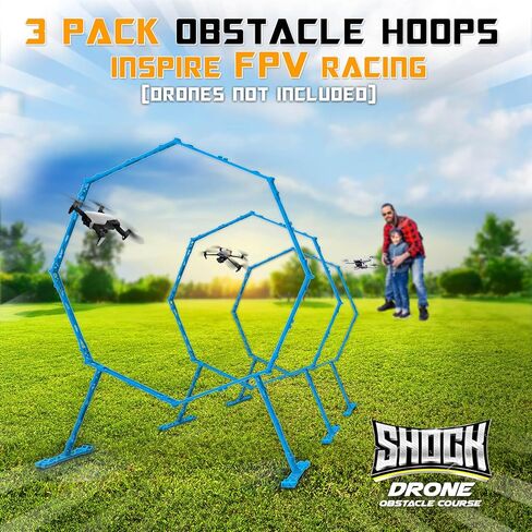 Drone Obstacle Course, Includes 2 Pack Easy to Build Obstacle Hoop, FPV Racing Drone Loop Gate, Suitable Competition RC FPV Racing of Drones or Model Aircraft Games for Age 6-12 Kids or Adults in Kuwait