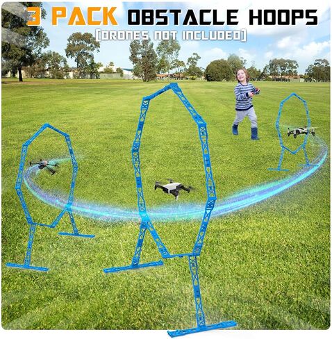 Drone Obstacle Course, Includes 2 Pack Easy to Build Obstacle Hoop, FPV Racing Drone Loop Gate, Suitable Competition RC FPV Racing of Drones or Model Aircraft Games for Age 6-12 Kids or Adults in Kuwait