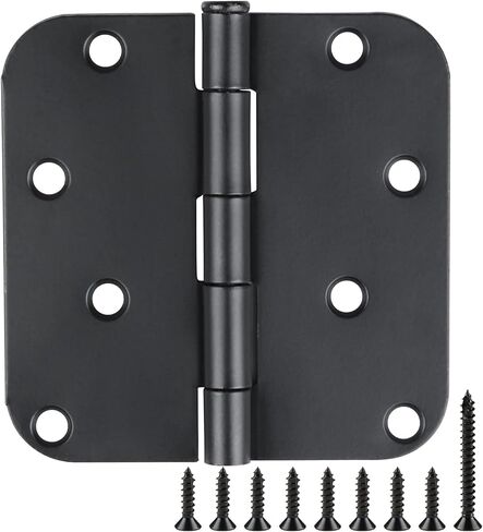 4 in x 4" Black Door Hinges 12 Pack Matte Black Door Hinges 4 Inch Exterior Interior Door Hinges for Doors,Standard,Stall,Back,Heavy Duty Hollow Core,Front Door Hardware Black 5/8" Radius Round Hinge in Kuwait