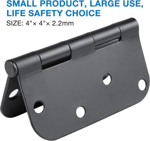 4 in x 4" Black Door Hinges 12 Pack Matte Black Door Hinges 4 Inch Exterior Interior Door Hinges for Doors,Standard,Stall,Back,Heavy Duty Hollow Core,Front Door Hardware Black 5/8" Radius Round Hinge in Kuwait