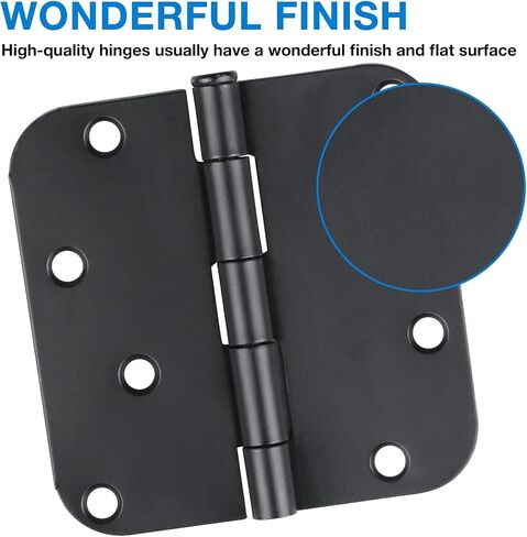 4 in x 4" Black Door Hinges 12 Pack Matte Black Door Hinges 4 Inch Exterior Interior Door Hinges for Doors,Standard,Stall,Back,Heavy Duty Hollow Core,Front Door Hardware Black 5/8" Radius Round Hinge in Kuwait