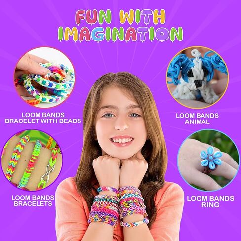 Momo's Den Rubber Band Bracelet Kit Rainbow Color Bands Bracelet Making kit Rubber Band 12100+ Loom Bracelet Kit, Big Giftable Case with Premium Quality Accessories, 28 Colors Refill Kit Boy & Girl in Saudi Arabia