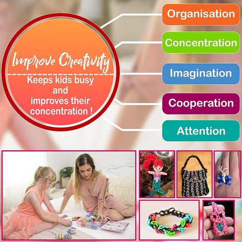 Momo's Den Rubber Band Bracelet Kit Rainbow Color Bands Bracelet Making kit Rubber Band 12100+ Loom Bracelet Kit, Big Giftable Case with Premium Quality Accessories, 28 Colors Refill Kit Boy & Girl in Saudi Arabia