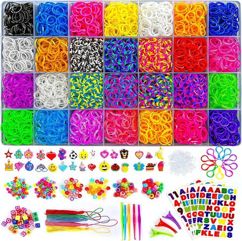 Momo's Den Rubber Band Bracelet Kit Rainbow Color Bands Bracelet Making kit Rubber Band 12100+ Loom Bracelet Kit, Big Giftable Case with Premium Quality Accessories, 28 Colors Refill Kit Boy & Girl in Saudi Arabia