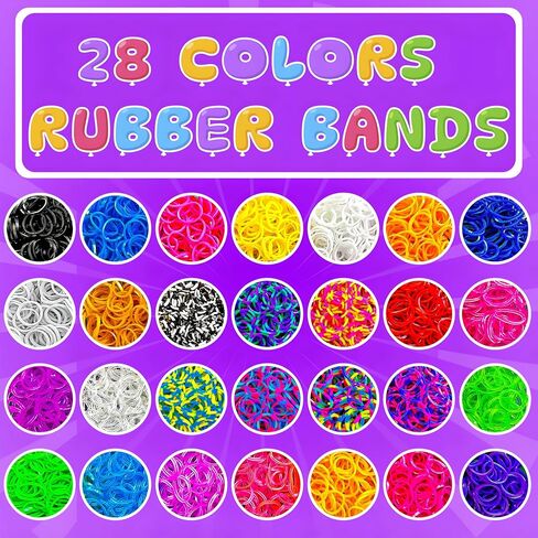 Momo's Den Rubber Band Bracelet Kit Rainbow Color Bands Bracelet Making kit Rubber Band 12100+ Loom Bracelet Kit, Big Giftable Case with Premium Quality Accessories, 28 Colors Refill Kit Boy & Girl in Saudi Arabia