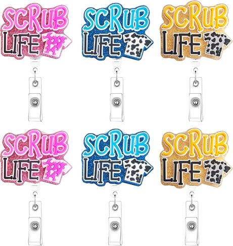 6pcs CNA Life Badge Reel Holder Retractable for Certified Nurse Assistant,Cute Medical Assistant Bling Glitter CNA Life Accessories Essentials Supplies for Office Hospital Work Nurses Gifts. in Saudi Arabia