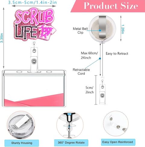 6pcs CNA Life Badge Reel Holder Retractable for Certified Nurse Assistant,Cute Medical Assistant Bling Glitter CNA Life Accessories Essentials Supplies for Office Hospital Work Nurses Gifts. in Saudi Arabia
