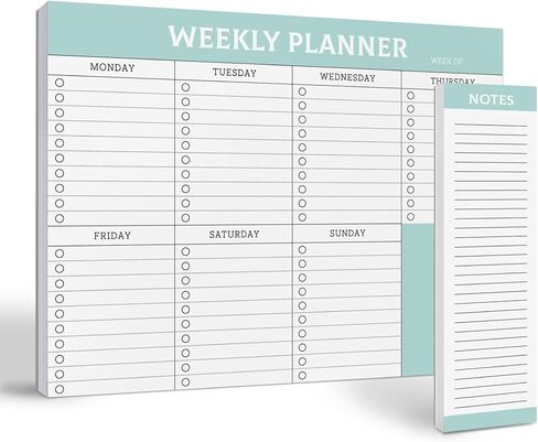 Large Weekly Planning Pad and Matching Notepad, 52 Letter Size Tear-Off Sheets, 8.5" x 11" Undated Weekly Desk Planner Pad, Daily Schedule, Weekly To Do List, Notes, Checklists for Men Women in Kuwait