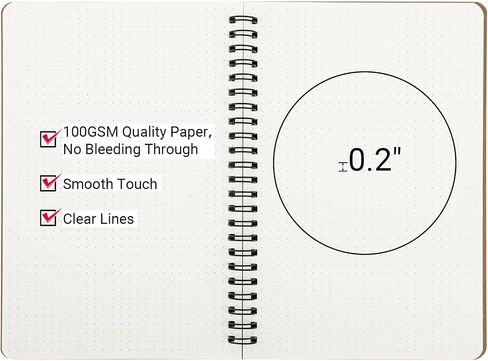 EUSOAR Dotted Spiral Notebook, A5 3Pack 5.5"x8.3" 120 Pages Hardcover Wirebound Spiral Notebook Journals, Sketch Notebook for Dot Grid Journaling, Making Graph, Drawing, Study notes, Creative Writing in Kuwait