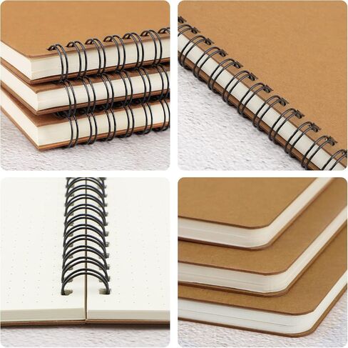 EUSOAR Dotted Spiral Notebook, A5 3Pack 5.5"x8.3" 120 Pages Hardcover Wirebound Spiral Notebook Journals, Sketch Notebook for Dot Grid Journaling, Making Graph, Drawing, Study notes, Creative Writing in Kuwait