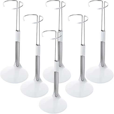 Yaocom 6 Pcs Adjustable Doll Stands for 12 Inch to 18 Inch Dolls Display Stand with Expandable Waist Wire Action Figure Display(White) in Kuwait