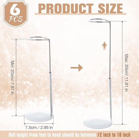 Yaocom 6 Pcs Adjustable Doll Stands for 12 Inch to 18 Inch Dolls Display Stand with Expandable Waist Wire Action Figure Display(White) in Kuwait