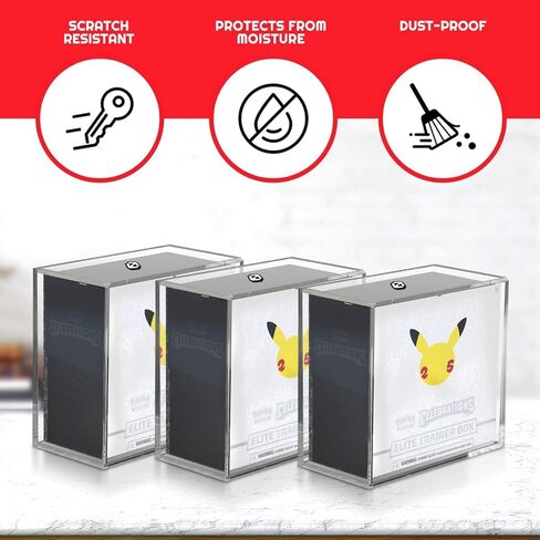 Evoretro Clear Acrylic Display Case for Pokemon Elite Trainer Box - 4 Pack - 4.0mm pokemon pokemon etb case with sliding lid in Kuwait
