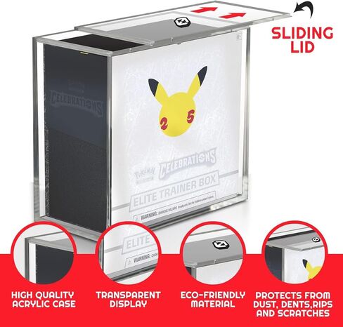 Evoretro Clear Acrylic Display Case for Pokemon Elite Trainer Box - 4 Pack - 4.0mm pokemon pokemon etb case with sliding lid in Kuwait