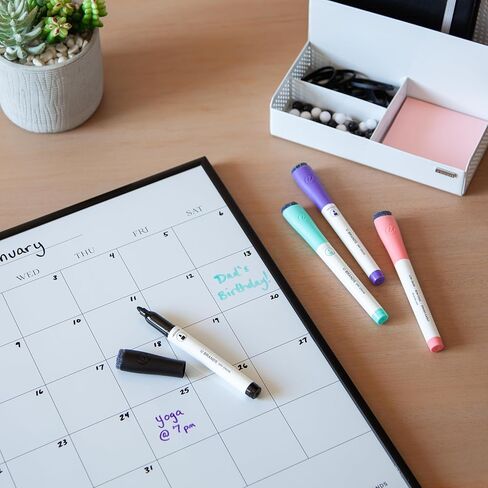 U Brands Fine Tip Dry Erase Markers with Eraser, Whiteboard Markers, Low Odor, Assorted Pastel Colors, Set of 8 in Kuwait