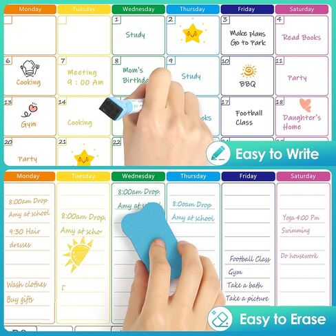 MaxGear Weekly Dry Erase Board for Fridge, Magnetic Calendar Whiteboard Planner for Refrigerator with Stain Resistant Technology, Include 7 Fine Point Markers and 1 Eraser, 16"x12" in Kuwait
