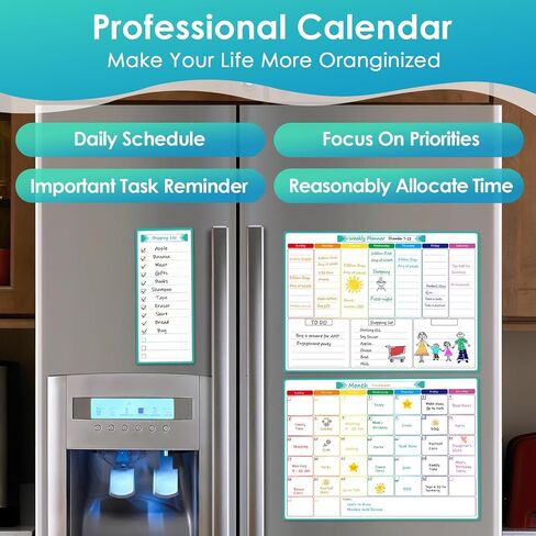 MaxGear Weekly Dry Erase Board for Fridge, Magnetic Calendar Whiteboard Planner for Refrigerator with Stain Resistant Technology, Include 7 Fine Point Markers and 1 Eraser, 16"x12" in Kuwait