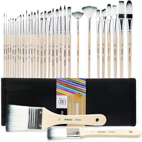 Artecho 32 PCS Paint Brushes for Acrylic Painting, Acrylic Paint Brushes for Oil, Watercolor, Acrylic, Gouache and Canvas Painting in Saudi Arabia