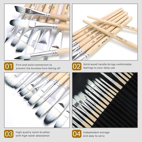 Artecho 32 PCS Paint Brushes for Acrylic Painting, Acrylic Paint Brushes for Oil, Watercolor, Acrylic, Gouache and Canvas Painting in Saudi Arabia