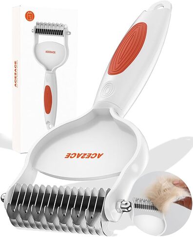 ACE2ACE Dematting Comb for Dogs, Deshedding Dog Brush, Undercoat Rake for Shedding Long Haired, Remove Knots, Tangles, and Matted Fur, Pet Grooming Tool, Orange in Saudi Arabia