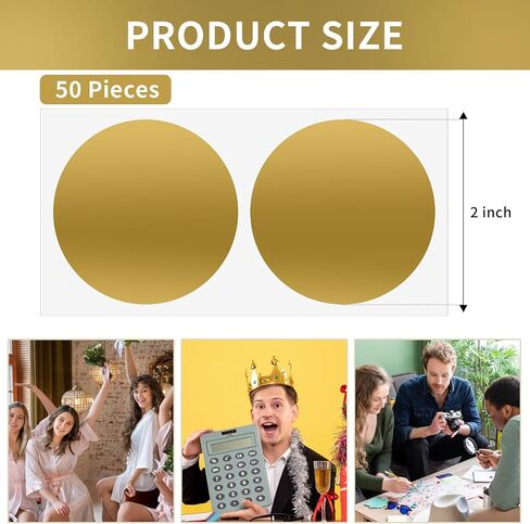 50 قطعة خدش من الملصقات ملصقات 2 بوصة للملصقات قبالة ملصقات تذاكر اليانصيب DIY إنشاء بطاقة السحب (الذهب ، الجولة 2inch) in Kuwait