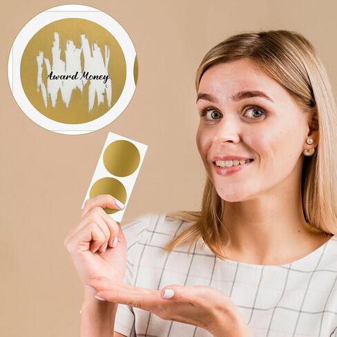50 قطعة خدش من الملصقات ملصقات 2 بوصة للملصقات قبالة ملصقات تذاكر اليانصيب DIY إنشاء بطاقة السحب (الذهب ، الجولة 2inch) in Kuwait