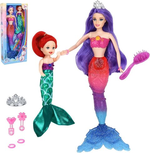 BETTINA Color Change Mermaid Doll Playset, Mermaid Princess Doll with Color-Changing Tail, Mermaid Toys with Seahorse & Accessories, Purple Hair in Saudi Arabia