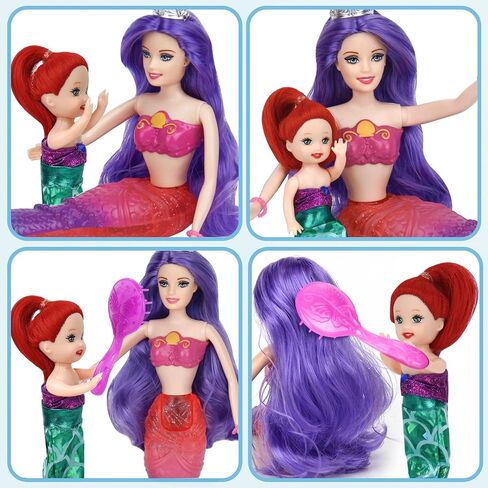 BETTINA Color Change Mermaid Doll Playset, Mermaid Princess Doll with Color-Changing Tail, Mermaid Toys with Seahorse & Accessories, Purple Hair in Saudi Arabia
