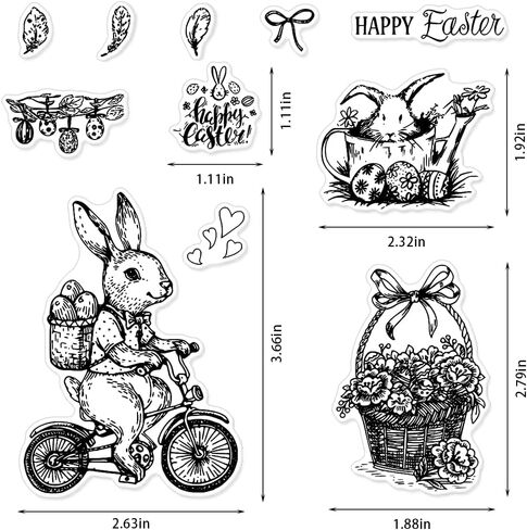 Easter Rabbits Background Clear Stamps for Card Making Decorative Easter Animals Background Transparent Silicone Stamps for DIY Scrapbooking Supplies Embossing Paper Card Album Decoration Craft in Saudi Arabia