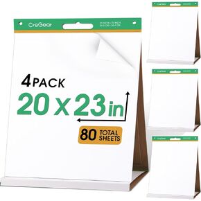 Portable Tabletop Easel Pad, 20 x 23 Inches, 2 Pack 20 Sheets/Pad, Super Sticky Tabletop Easel Pad With Built-in Stand For Offices and Schools, Great for Virtual Learning and Presentation
