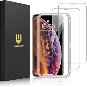 UNBREAKcable Screen Protector for iPhone 14/ iPhone13/13 Pro, Shatterproof Tempered Glass [99.99% HD Clear] [9H Hardness] [Easy Installation Frame] for iPhone 6.1" - 2 Pack